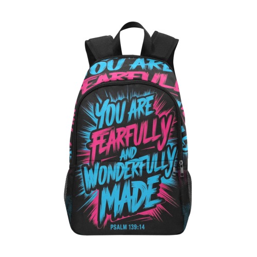 fearfully made Back pack Fabric Backpack with Side Mesh Pockets (Model 1659)