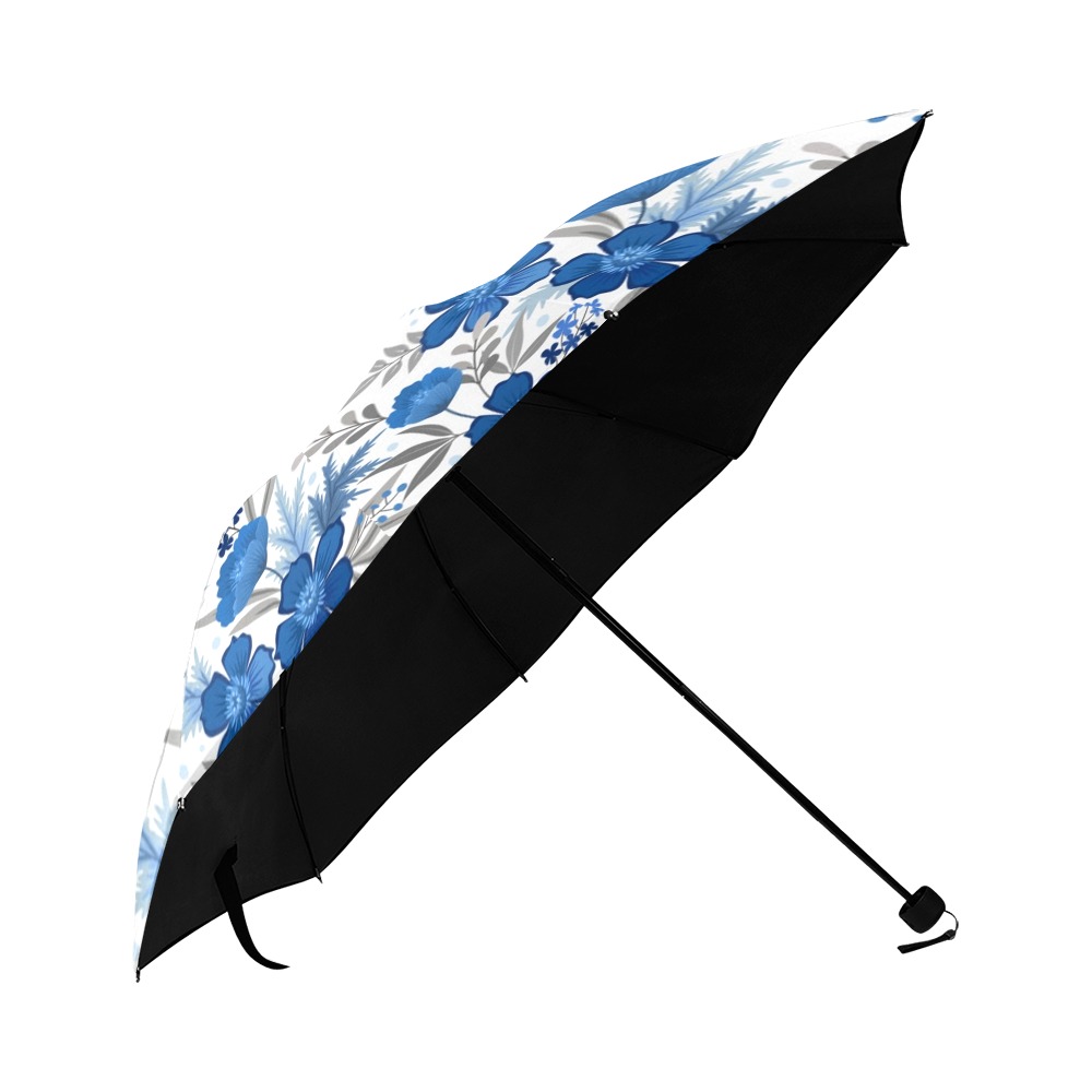 Beautiful Blue Floral Anti-UV Foldable Umbrella (U08)
