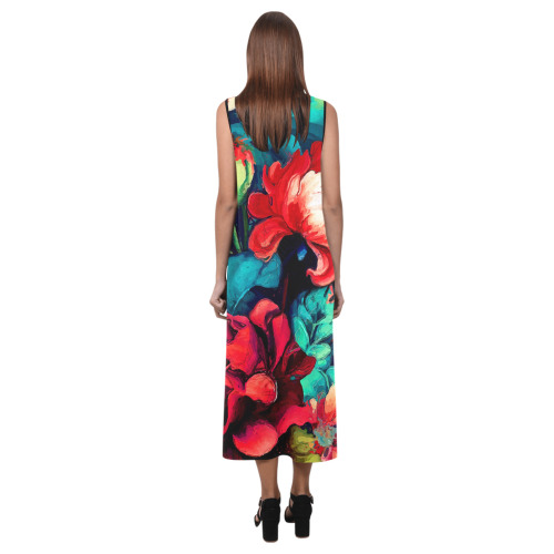 flowers botanic art (6) dress fashion Phaedra Sleeveless Open Fork Long Dress (Model D08)