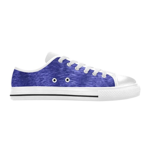 Blue Fuzzy Kids Shoes Low Top Canvas Shoes for Kid (Model 018)