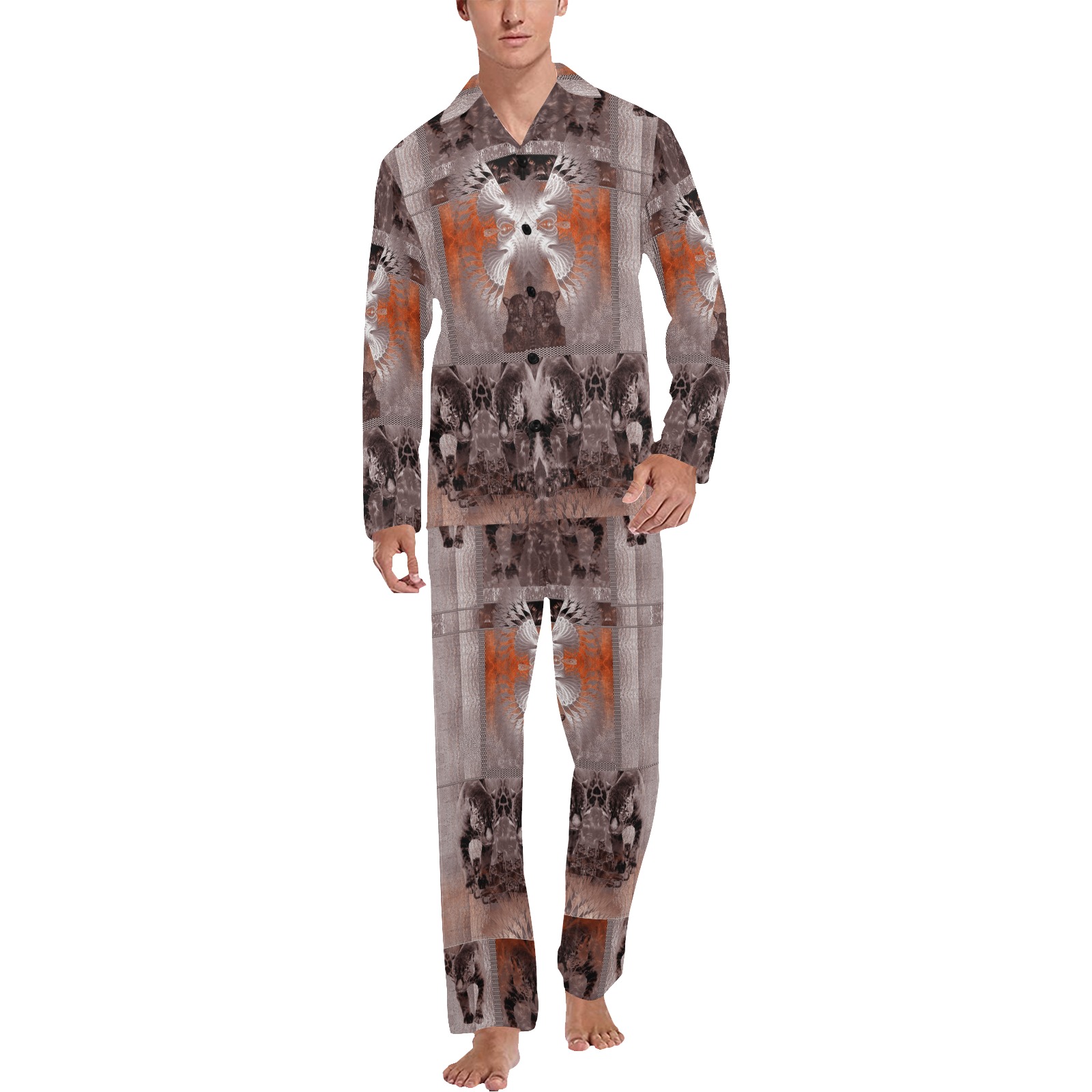 panther 5 Men's V-Neck Long Pajama Set