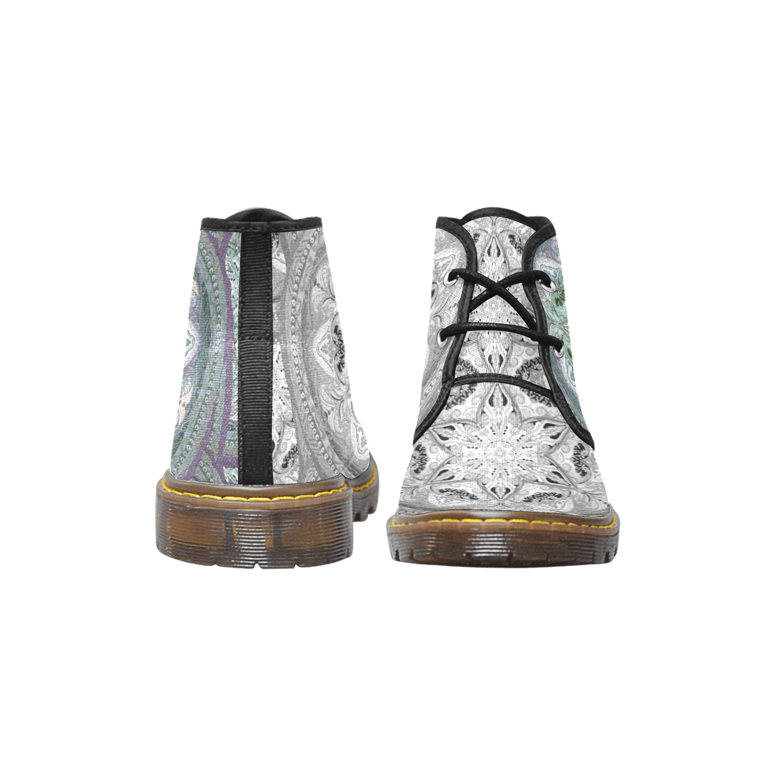 embroidery-gray Women's Canvas Chukka Boots (Model 2402-1)