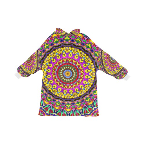 Oriental Watercolor Mandala multicolored h Blanket Hoodie for Women