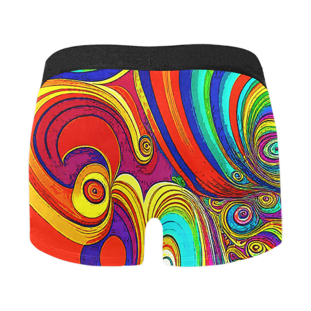 Colorful Groovy Rainbow Swirls Men's Boxer Briefs with Merged Design (Model  L10)