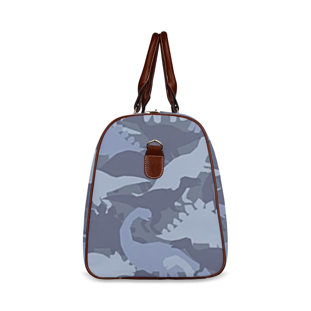Blue Camo Dino Waterproof Travel Bag/Large (Model 1639)