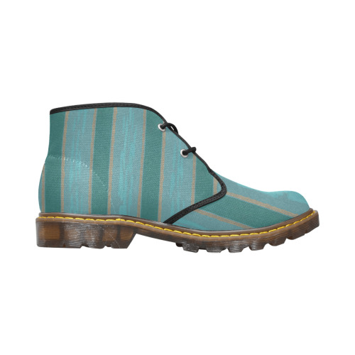 Aquamarine stripes Men's Canvas Chukka Boots (Model 2402-1)