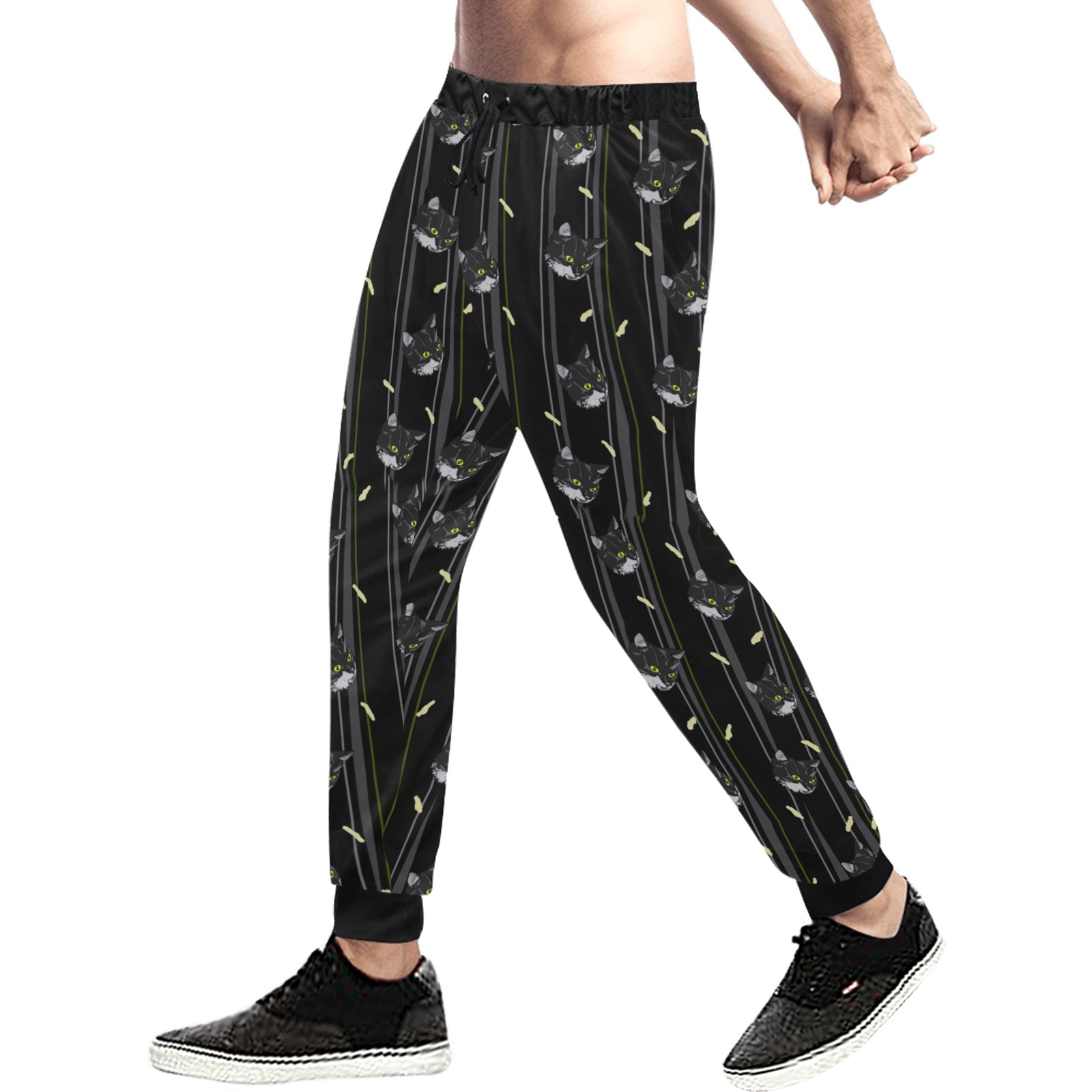 Ichi Man Cat and Cheesy Poofs Small Pattern Men's All Over Print Sweatpants (Model L11)
