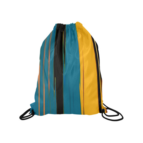 Black Turquoise And Orange Go! Abstract Art Medium Drawstring Bag Model 1604 (Twin Sides) 13.8"(W) * 18.1"(H)
