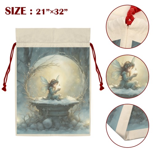 Christmas Wish 3 Pack Santa Claus Drawstring Bags (Two Sides Printing)