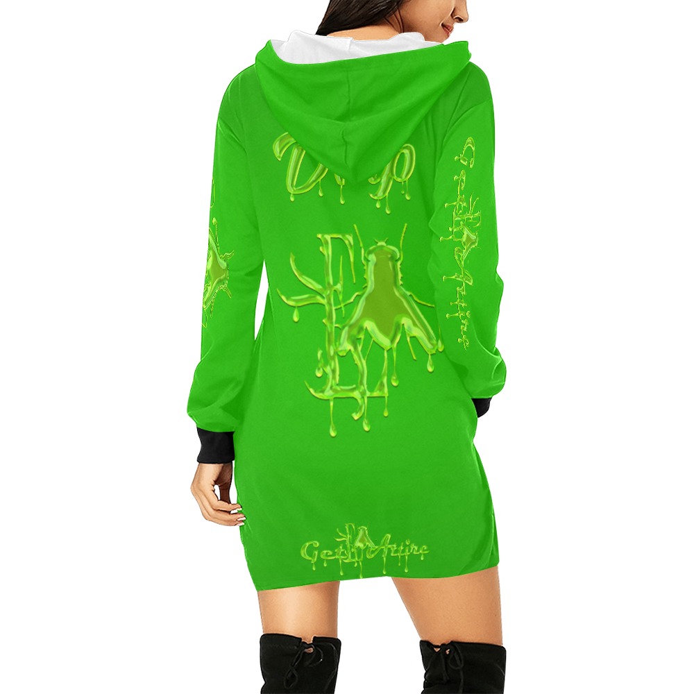 Drip Collectable Fly All Over Print Hoodie Mini Dress (Model H27)