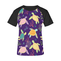 TURTLES PATTERN Women's Raglan T-Shirt/Front Printing (Model T62)