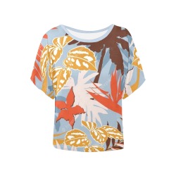 Trendy Modern Tropical Exotic Abstract Women's Batwing-Sleeved Blouse T shirt (Model T44)
