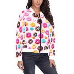 Donut Pattern All Over Print Bomber Jacket for Women (Model H36)