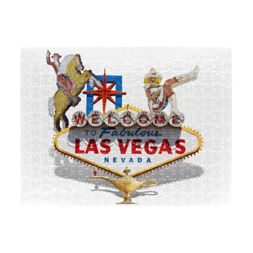 Las Vegas Welcome Sign Icons A3 Size Jigsaw Puzzle (Set of 252 Pieces)