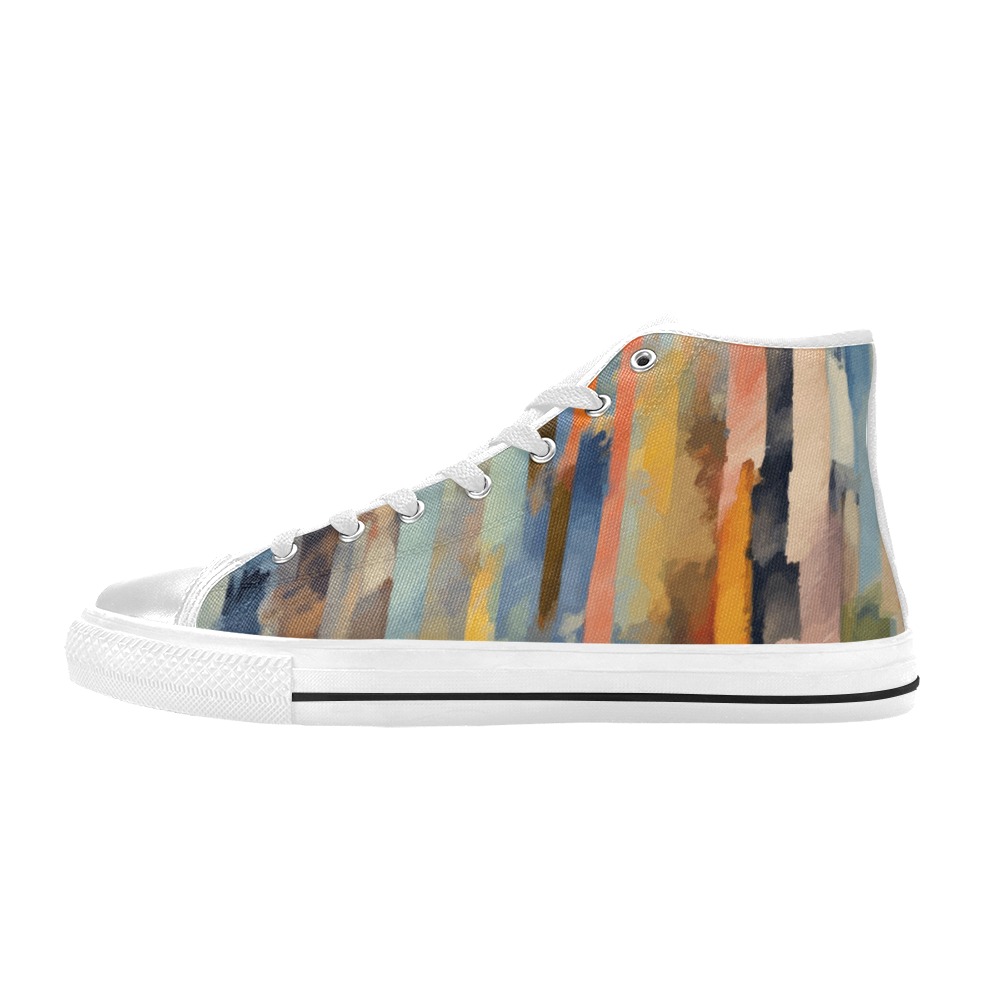 Colorful vertical lines of long brush strokes art Men’s Classic High Top Canvas Shoes (Model 017)