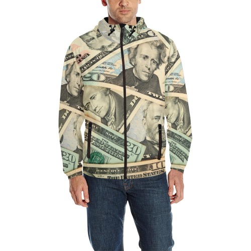 US PAPER CURRENCY All Over Print Quilted Windbreaker for Men (Model H35)