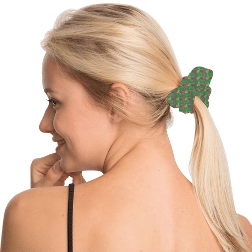 Green&Fruity Pattern All Over Print Hair Scrunchie
