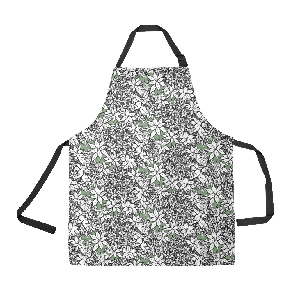 Petals in the Wind Green All Over Print Apron