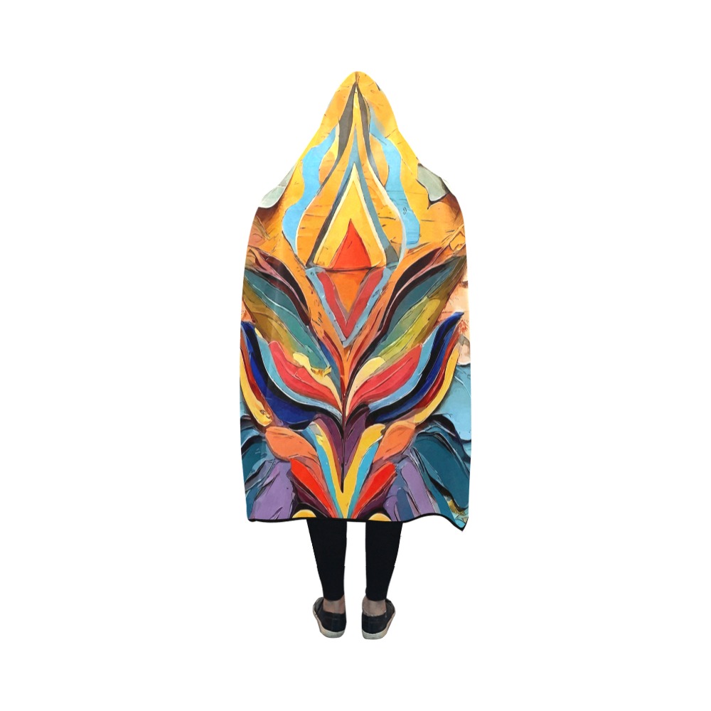 Fantasy tribal pattern colorful abstract art. Hooded Blanket 50''x40''