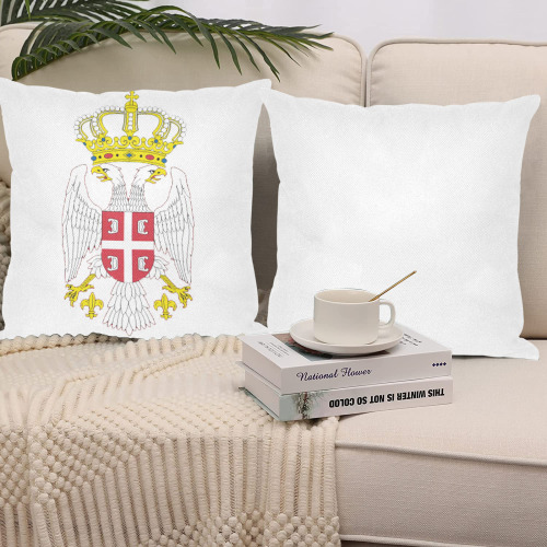 Serbian Eagle Linen Zippered Pillowcase 18"x18"(One Side&Pack of 2)