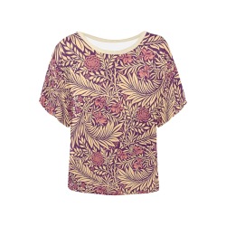 William Morris Pattern Women's Batwing-Sleeved Blouse T shirt (Model T44)