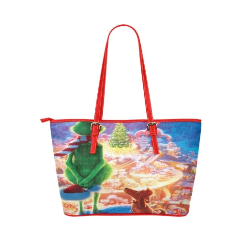 Grinch Tote Bag Leather Tote Bag/Large (Model 1651)