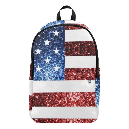 Sparkly USA flag America Red White Blue faux Sparkles patriotic bling 4th of July Fabric Backpack for Adult (Model 1659)