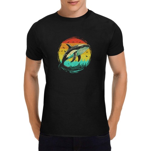 Whale Sun Men's T-Shirt in USA Size (Front Printing Only)