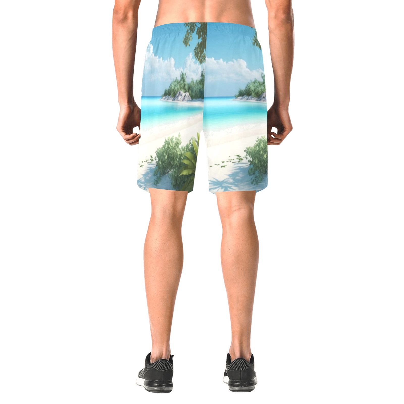 Tropical sandy beach collectable fly Men's All Over Print Elastic Beach Shorts (Model L20)