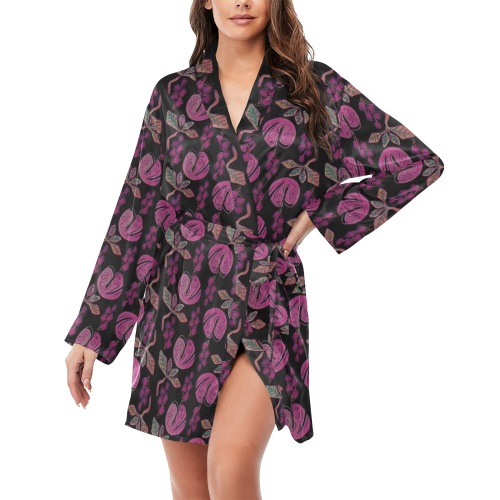 Sweet floral pattern Women's Long Sleeve Belted Night Robe