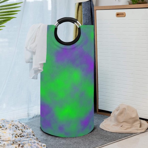 Green and Purple Mists Round Laundry Bag
