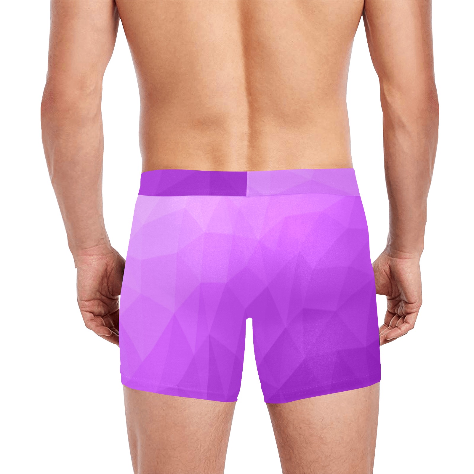 Purple gradient geometric mesh pattern Men's Boxer Briefs with Custom Inner Pocket & Waistband (Model L34)