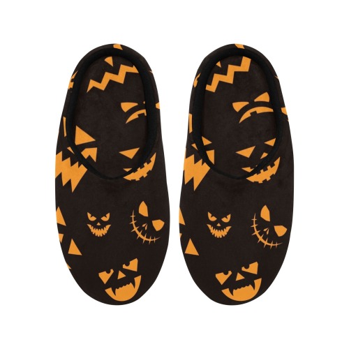 Halloween Pumpkin Slippers Women's Non-Slip Cotton Slippers (Model 0602)