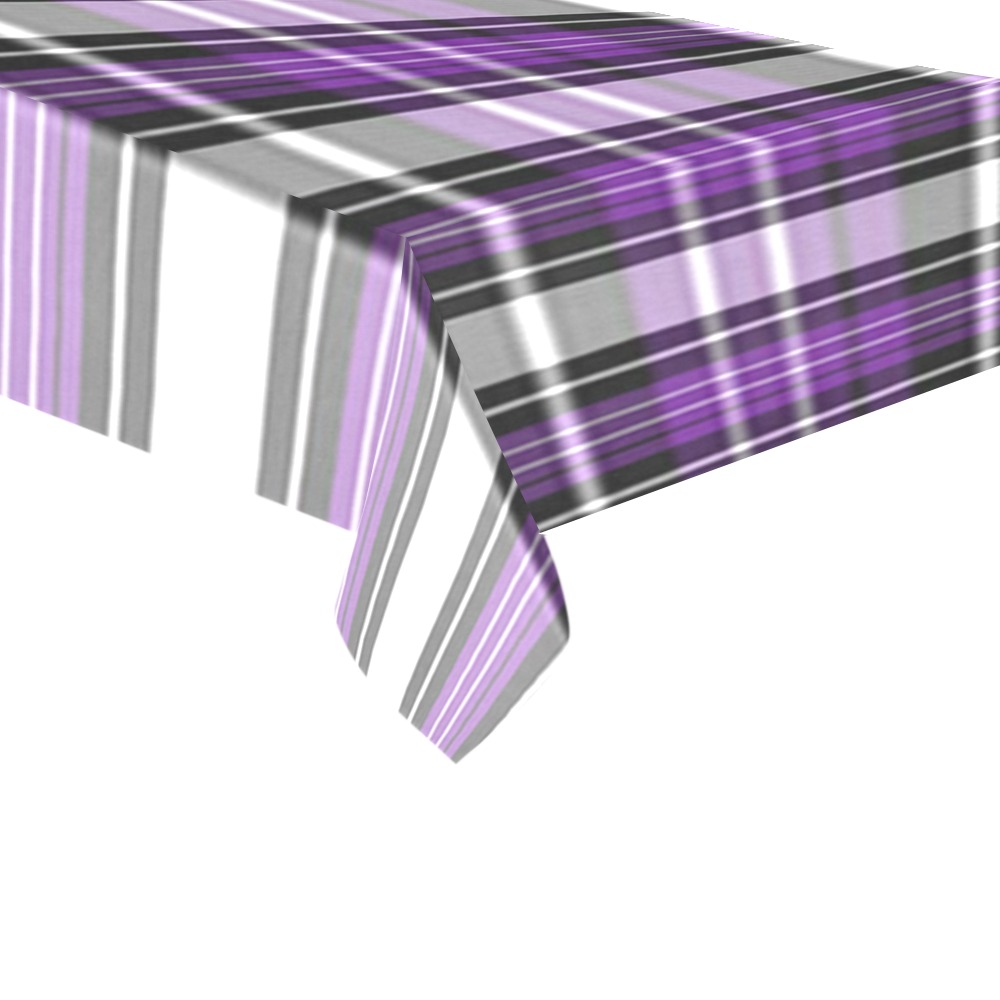 Purple Black Plaid Cotton Linen Tablecloth 60"x120"