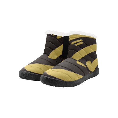 Tribal Black and Gold Women's Cotton-Padded Shoes (Model 19291)