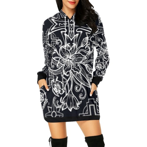 Gothic and Mystic Design Hoodie Dress All Over Print Hoodie Mini Dress (Model H27)