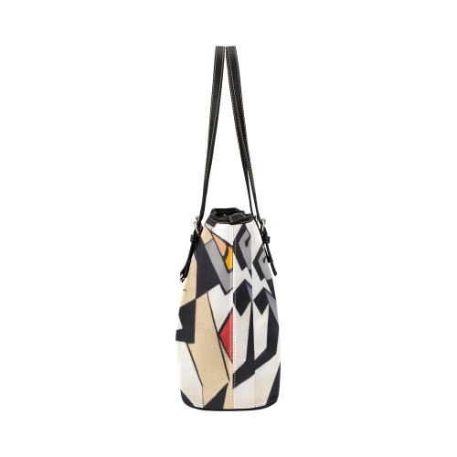 cubist, people dancing Leather Tote Bag/Large (Model 1651)