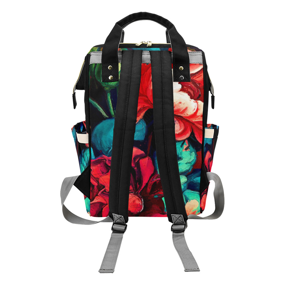 flowers botanic art (6) backpack Multi-Function Diaper Backpack/Diaper Bag (Model 1688)