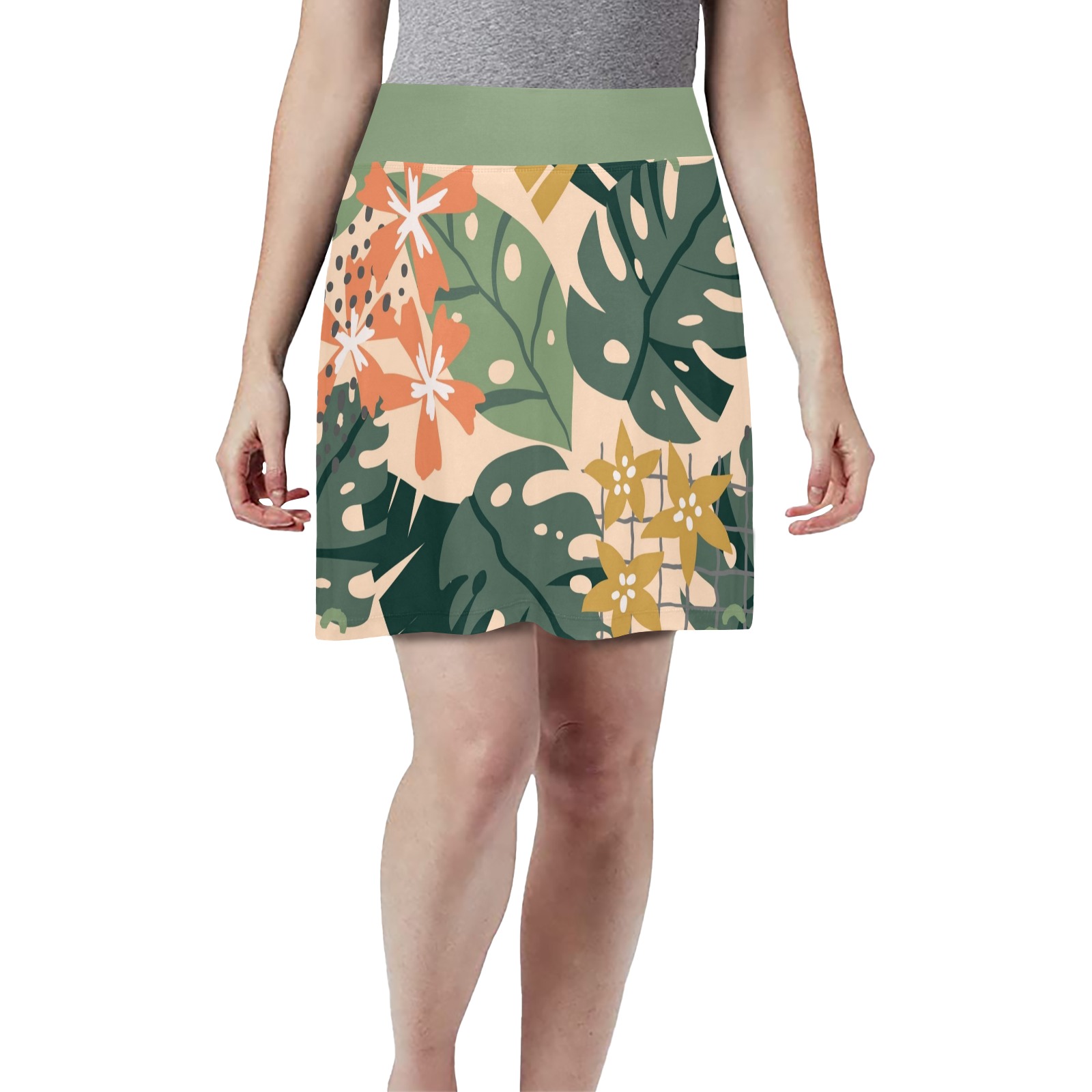 Tropical Print Golf Skirt Women's Athletic Skirt (Model D64)