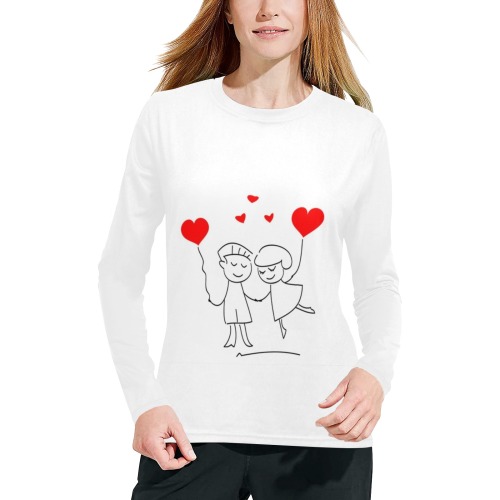 Heart Women's All Over Print Pajama Top
