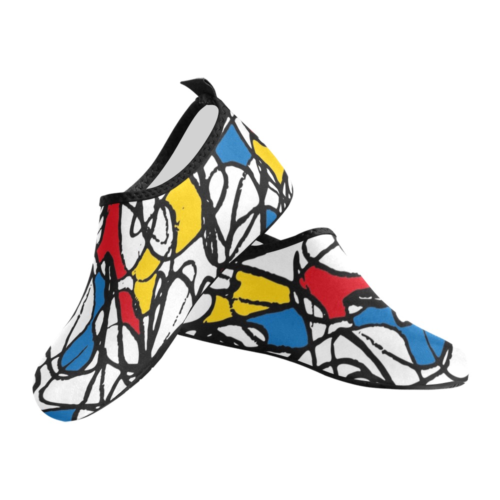 Mondrian Doodle Scribble Men's Slip-On Water Shoes (Model 056)