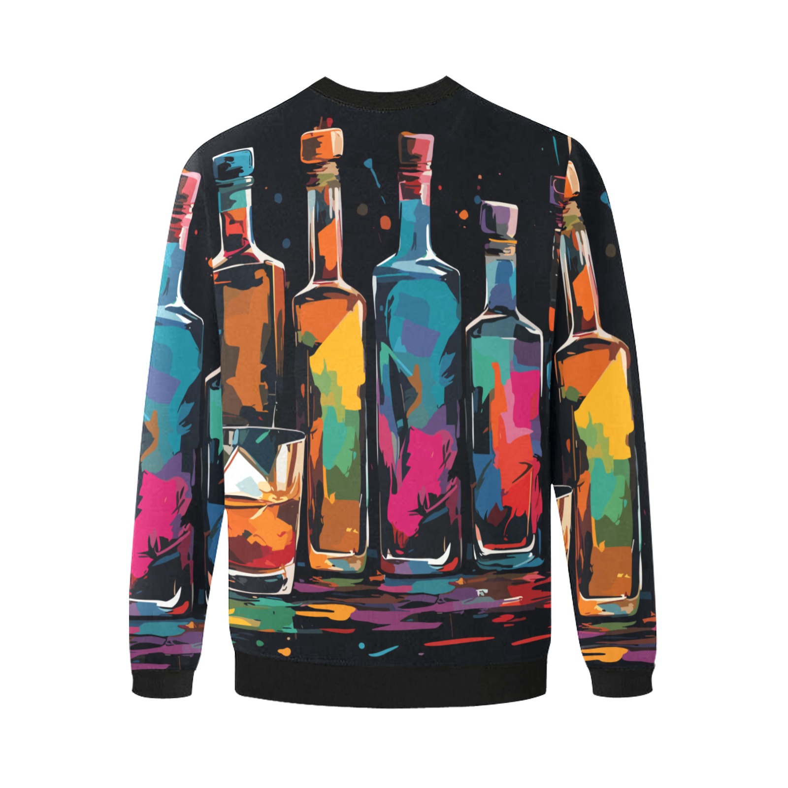 A row of colorful bottles and tumblers of drinks Men's Oversized Fleece Crew Sweatshirt (Model H18)