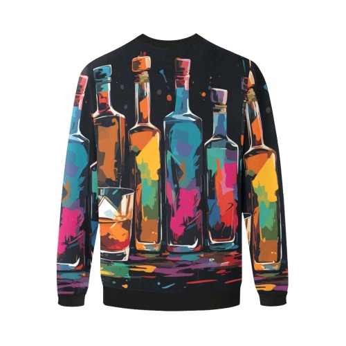 A row of colorful bottles and tumblers of drinks Men's Oversized Fleece Crew Sweatshirt (Model H18)