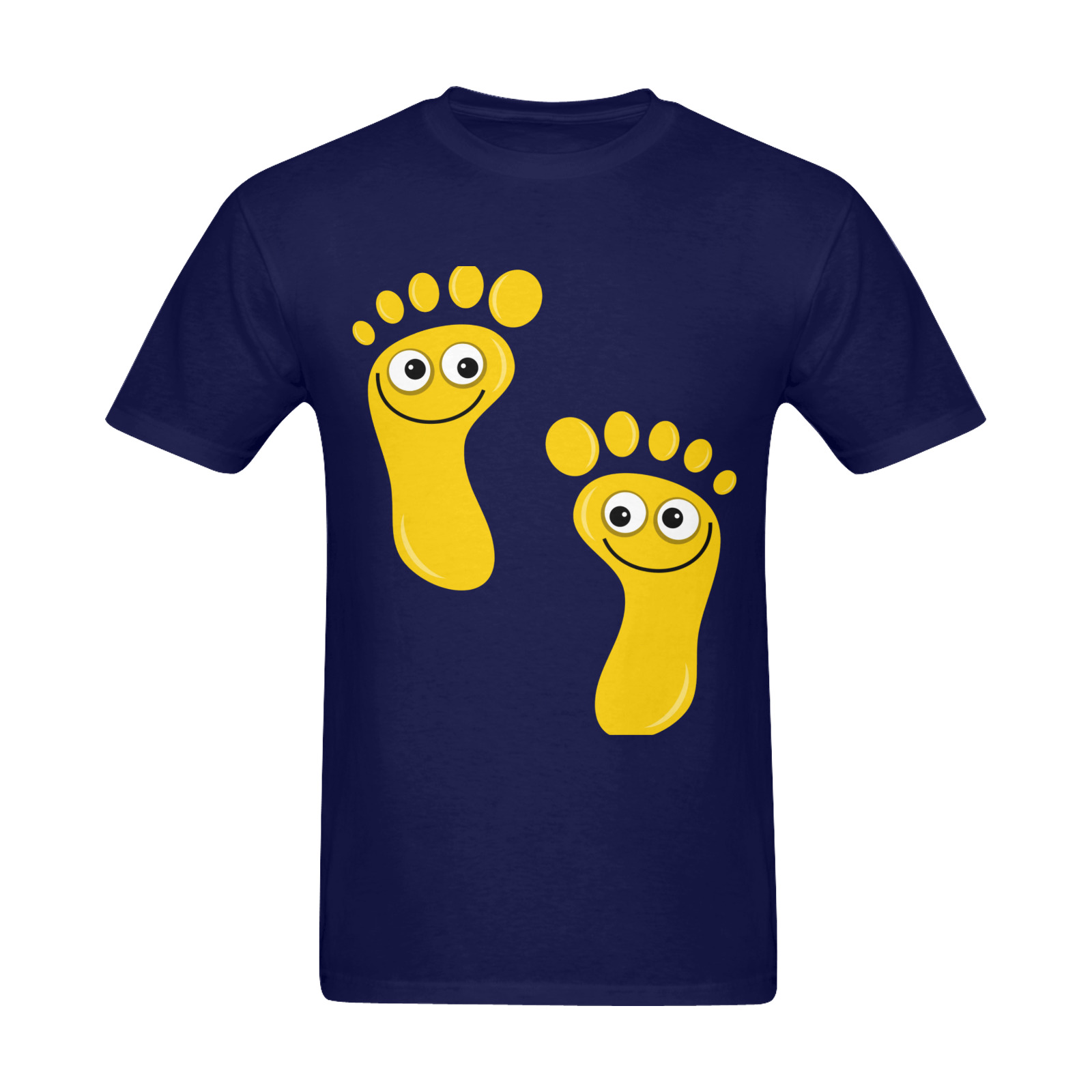 Happy Cartoon Yellow Human Foot Prints Men's Slim Fit T-shirt (Model T13)
