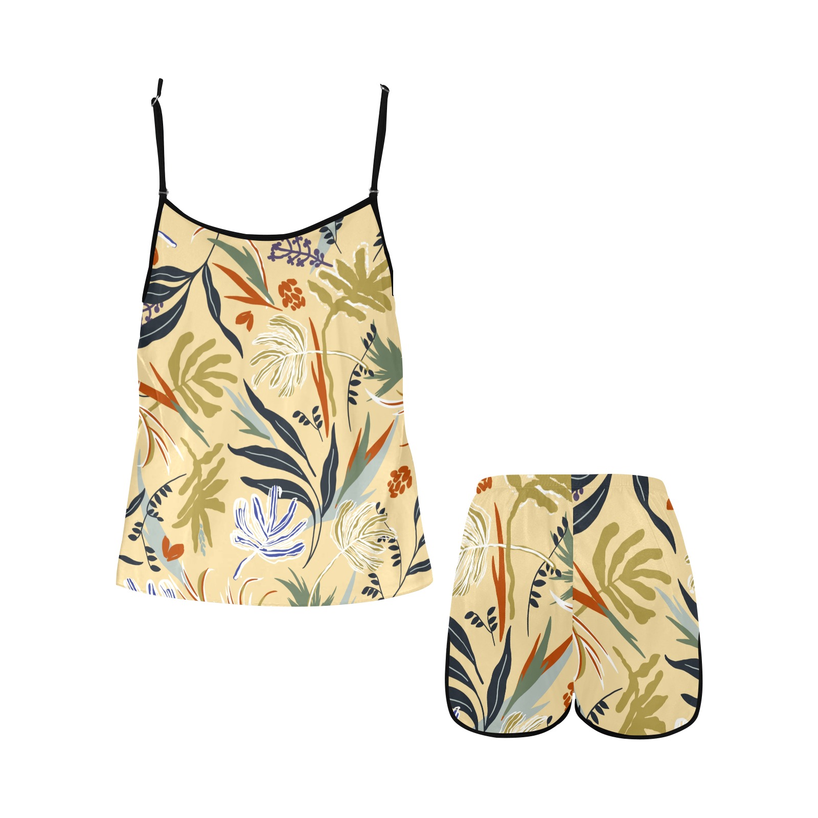 Modern strokes of nature-877 Women's Spaghetti Strap Short Pajama Set