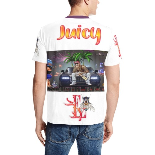 Juicy, Summer Time, South Beach Collectable Fly Men's All Over Print T-Shirt (Solid Color Neck) (Model T63)