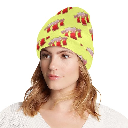 Las Vegas Lucky Sevens 777 - Yellow All Over Print Beanie for Adults