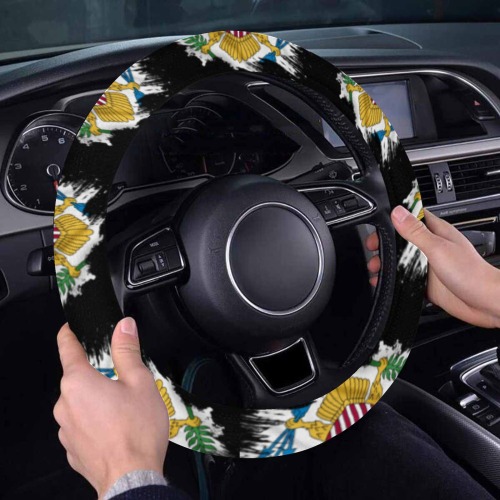 BLACK-2 Virgin Island Steering Wheel Cover with Anti-Slip Insert