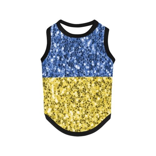 Blue yellow Ukraine flag glitter faux sparkles All Over Print Pet Tank Top