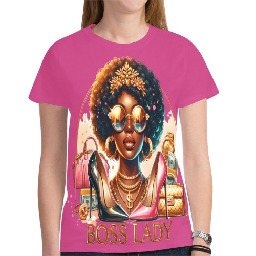 Boss Lady 08 New All Over Print T-shirt for Women (Model T45)